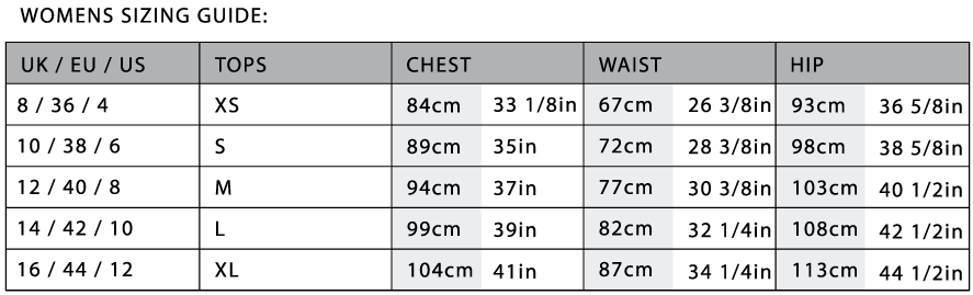 Show Shirt Size Chart – Marigold Riding Apparel